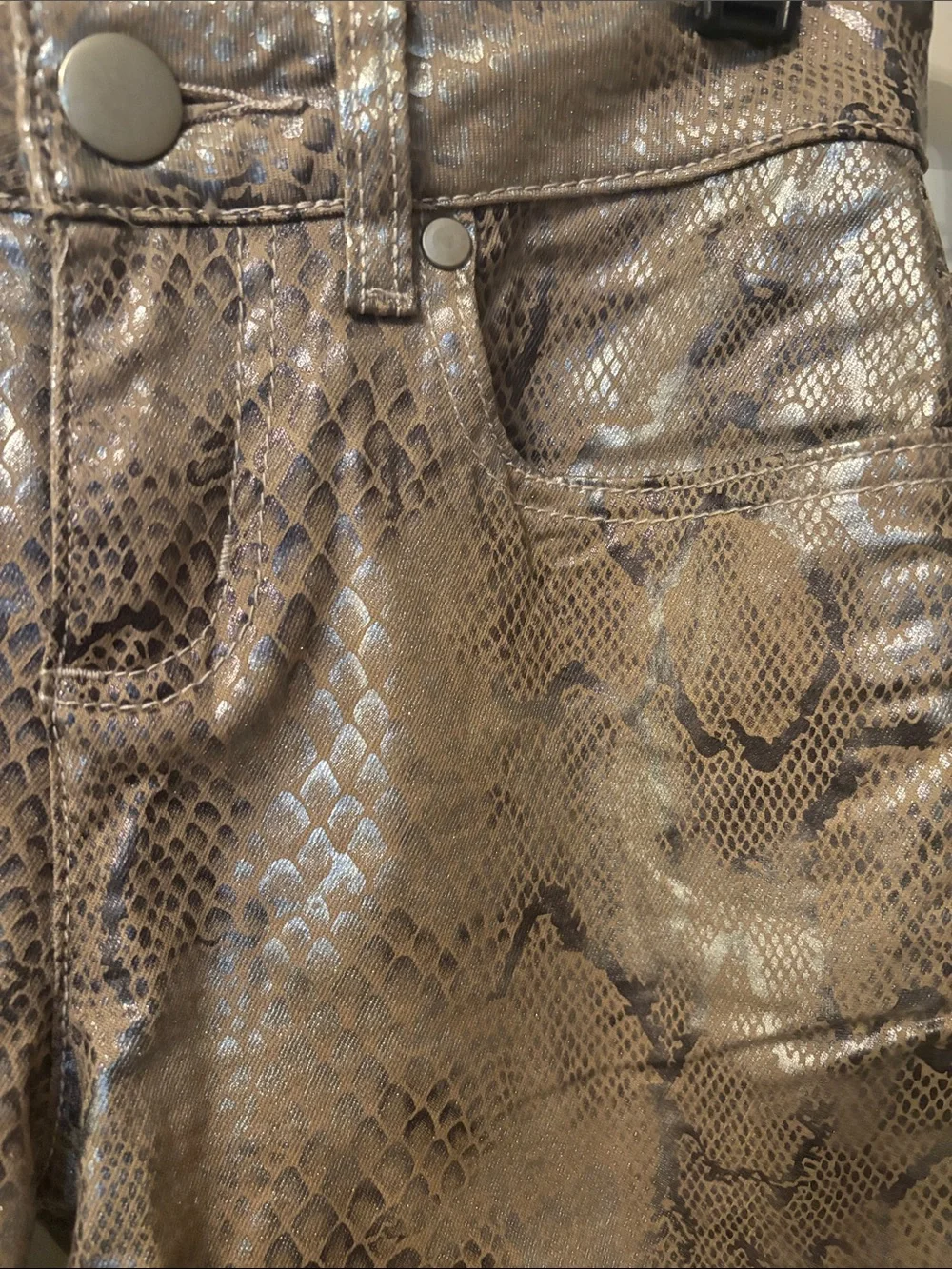 Boston Proper Metallic Taupe Snake-Print Skinny Pants NWT GIRLS NIGHT CLUB FUN - Picture 3 of 10